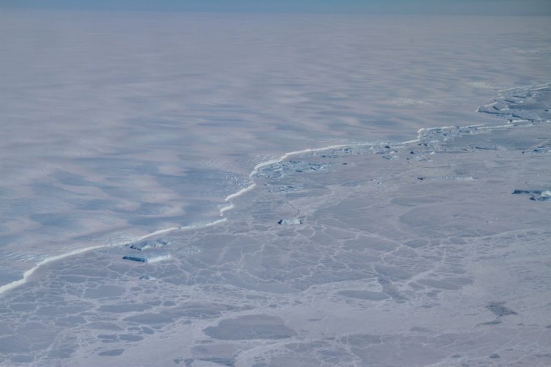 an aerial view of a snowy landscape