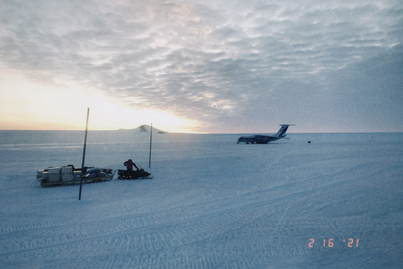 a plane on a snowy field