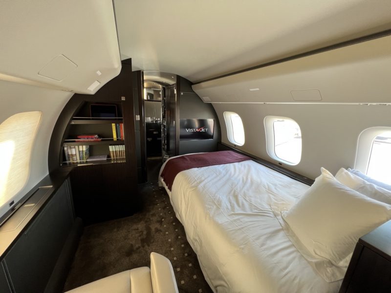 a bed in a plane