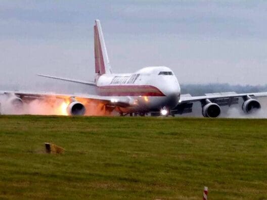 Kalitta Air B747 Suffers BackFire During Landing at East Midlands Airport