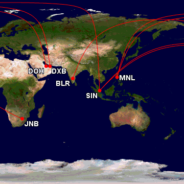 a map of the world with red lines