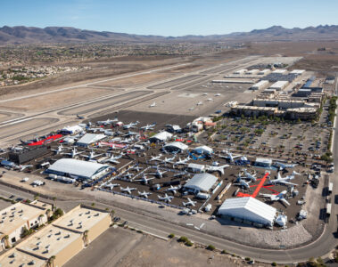 an aerial view of an airport