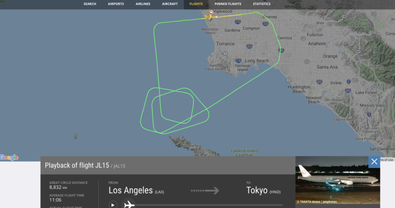 Screenshot of Flight JL15 from FlightRadar24