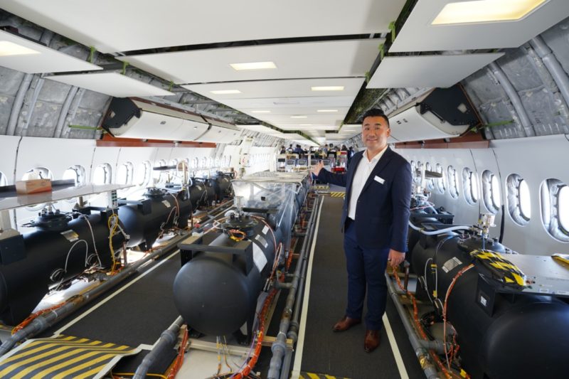 a man standing in a plane