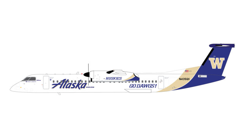 GeminiJets G2ASA1017 1:200 Alaska Airlines Dash 8Q-400 "Univ of Washington Huskies" N435QX