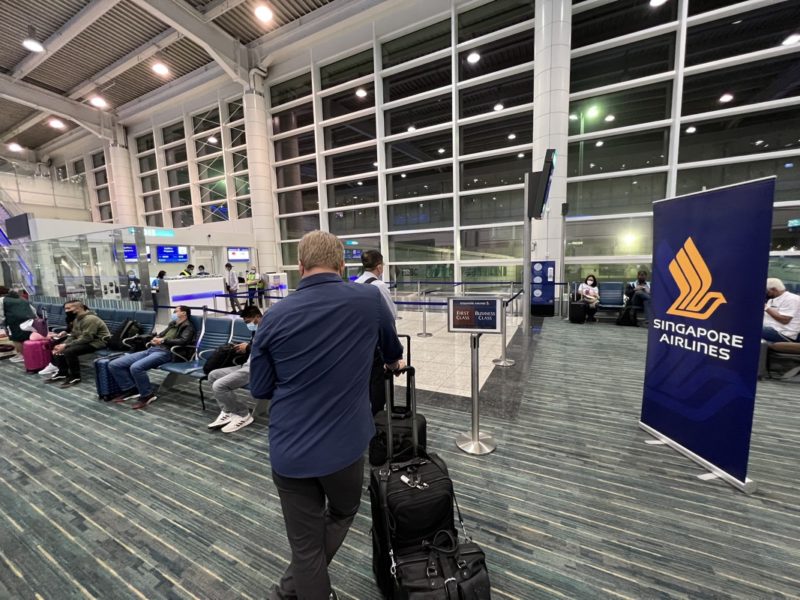 people waiting in an airport