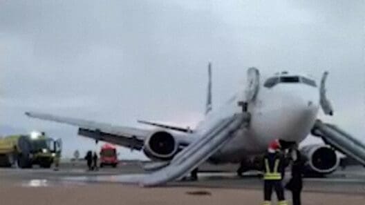 Caspian Airlines Boeing 737 Main Landing Gear Collapses on Landing