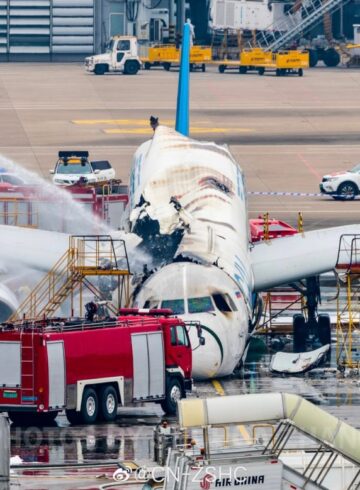 Aviastar Tupolev TU-204F Catches Fire and Destroyed in China