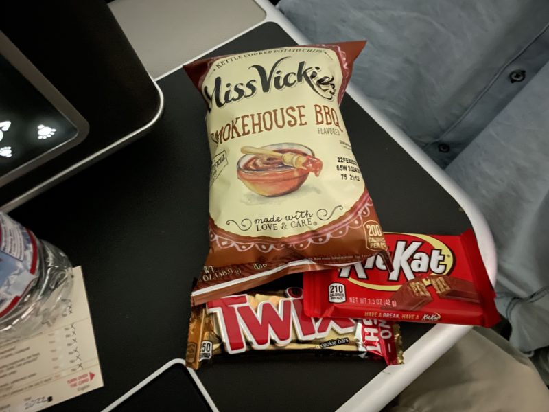 a bag of food on a desk