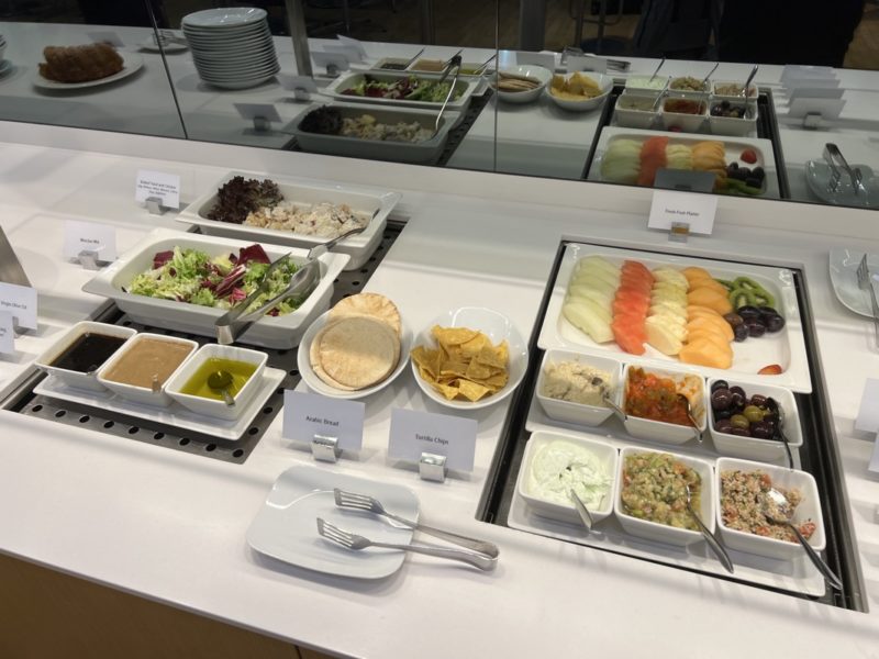 a buffet with food in containers