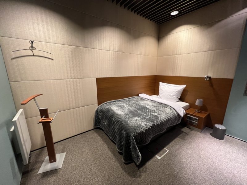 a small bed in a room