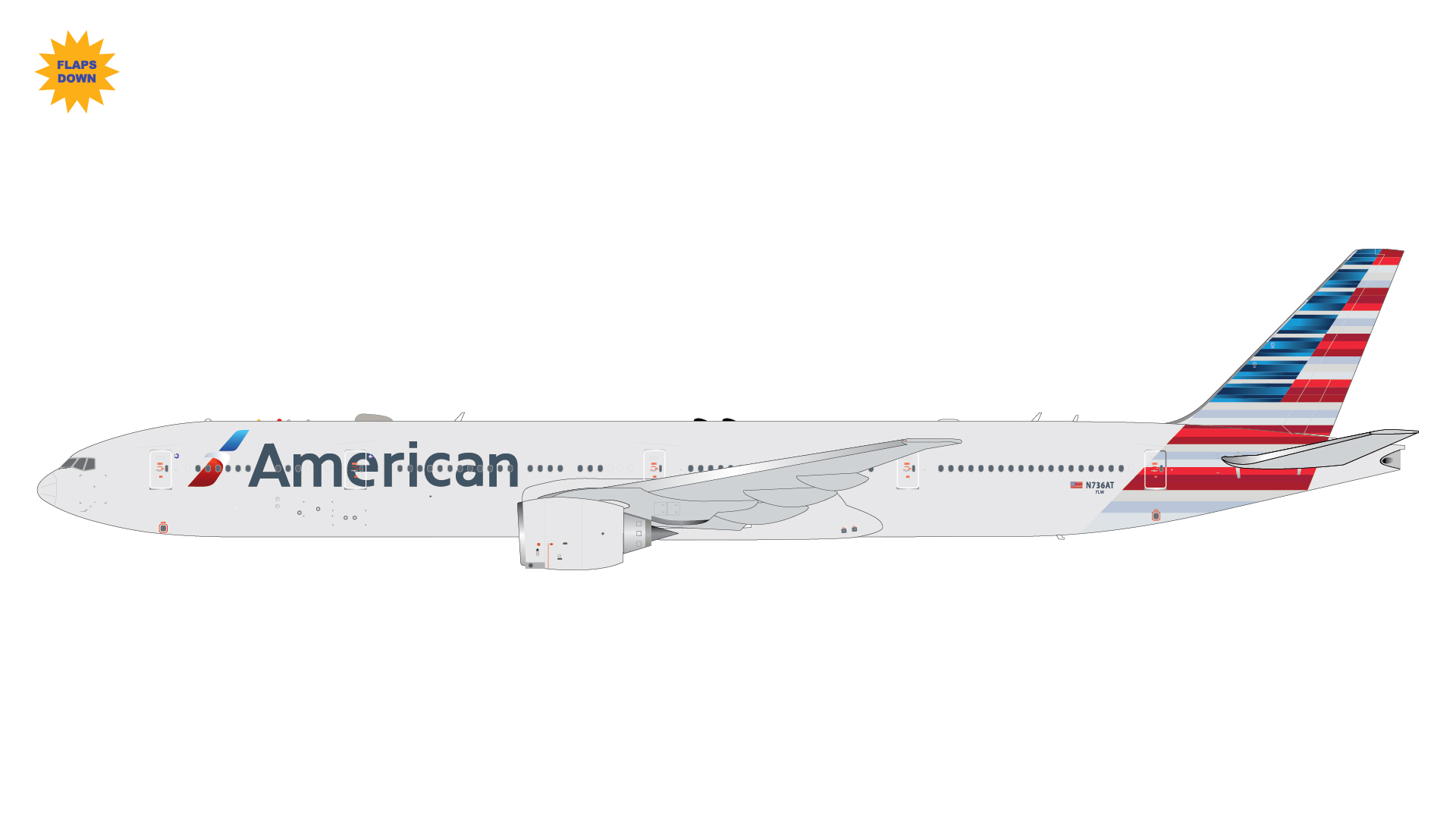 GeminiJets G2AAL1076F 1:200 American Airlines 777-300ER (Flaps/Slats Extended) N736AT