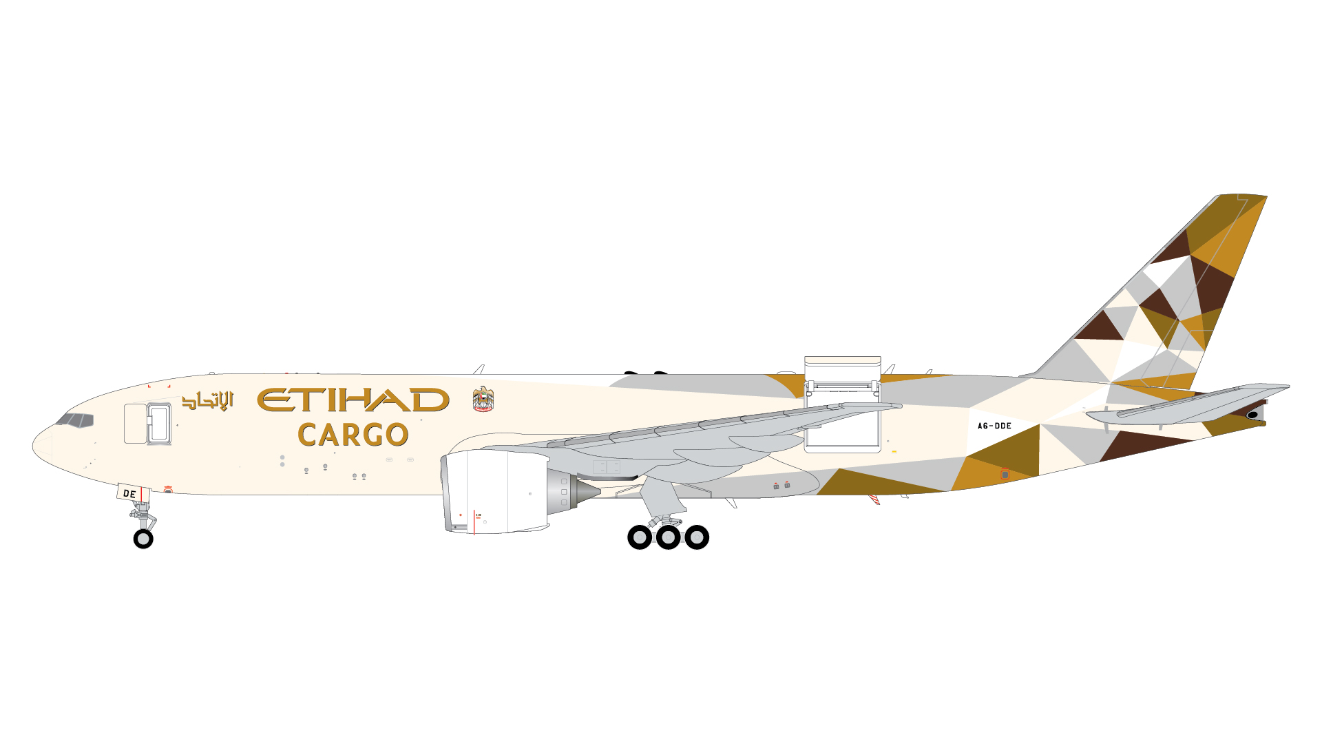 GeminiJets G2ETD955 1:200 Etihad Cargo Boeing 777F (Optional Doors Open/Closed Config) A6-DDE