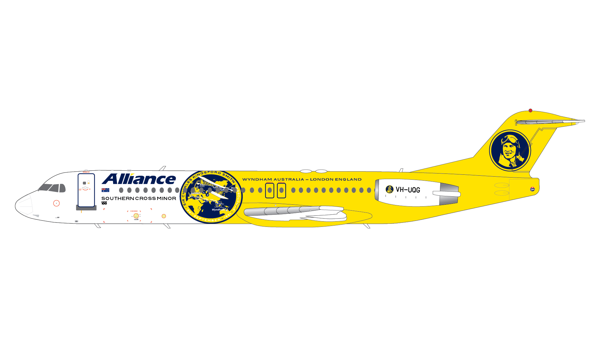 GeminiJets G2UTY987 1:200 Alliance Air Fokker 100 "Southern Cross Minor" VH-UQG