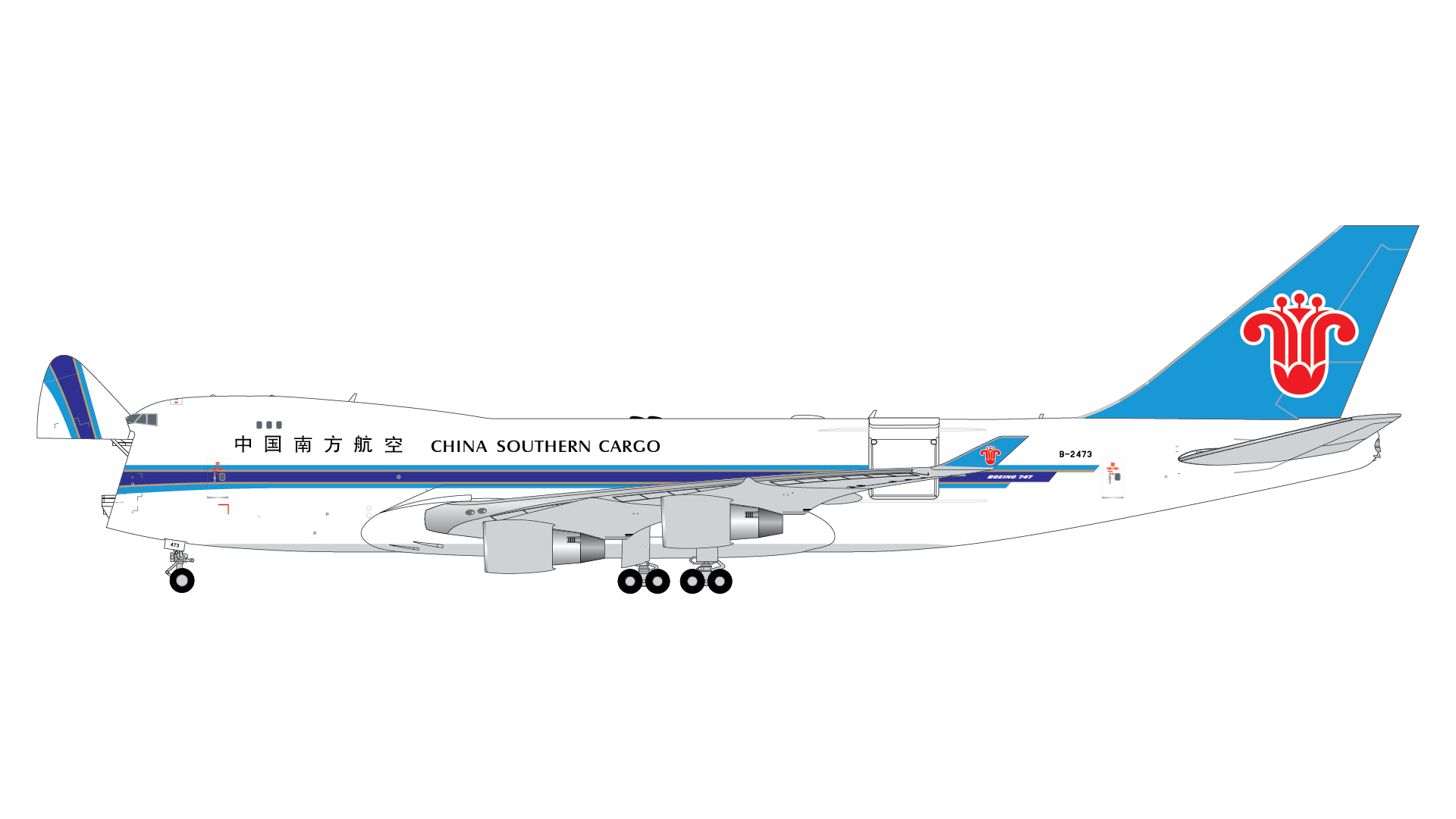 GeminiJets GJCSN2065 1:400 China Southern Cargo 747-400F (Optional Doors Open/Closed Config) B-2473