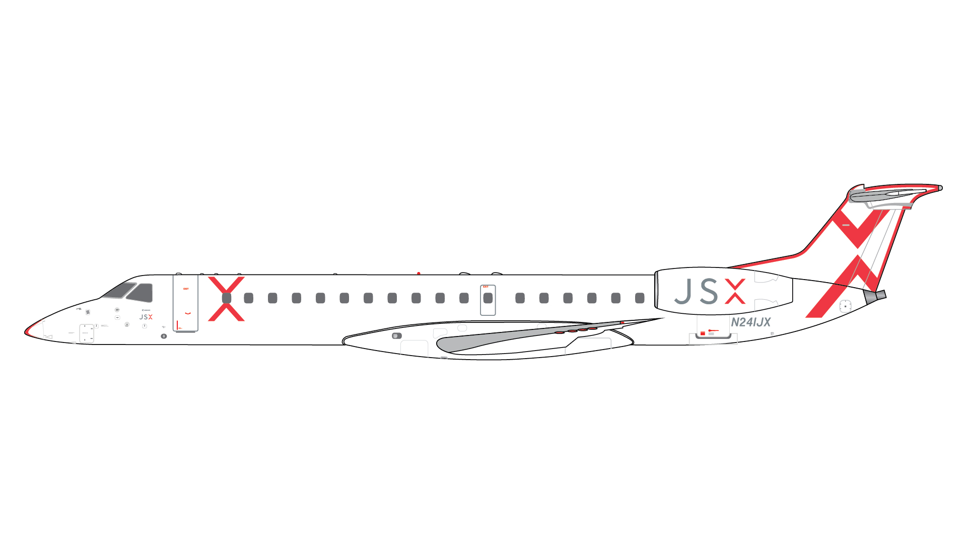 GeminiJets GJJSX2071 1:400 JSX Air/JetSuite X Embraer ERJ-145 N241JX