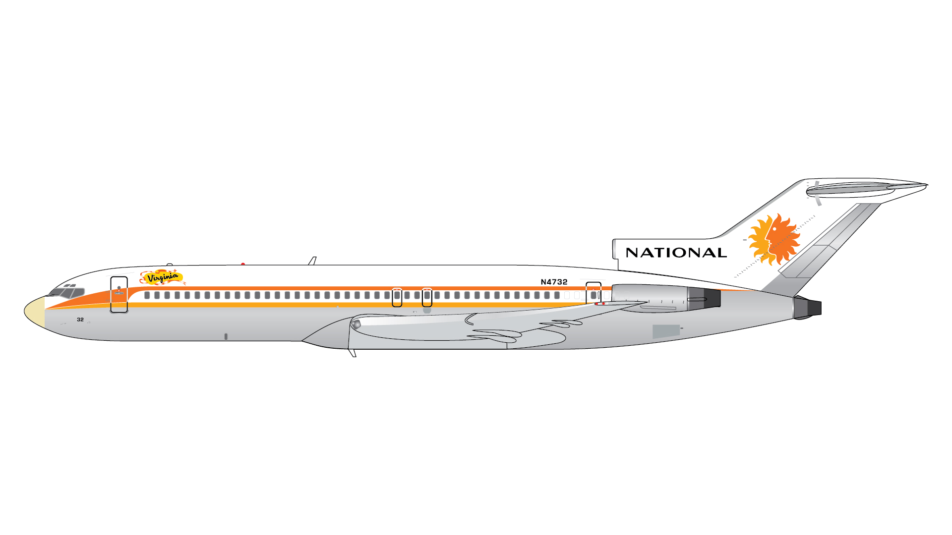 GeminiJets GJNAL1475 1:400 National Airlines Boeing 727-200 N4732