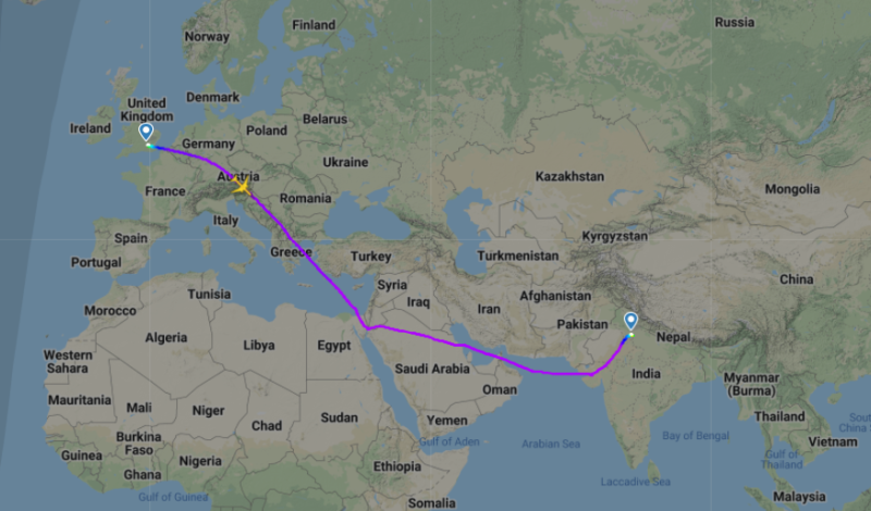 British Airways Flight BA142 to New Delhi
