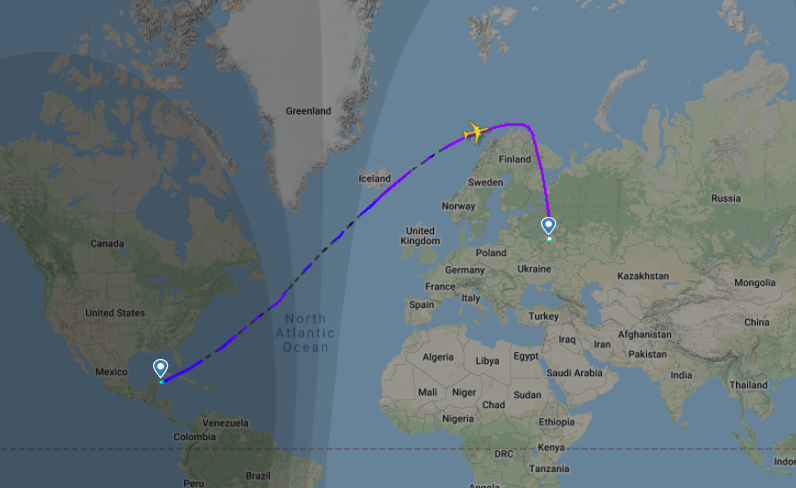 Azur Air Flight ZF112 from Cancun to Moscow