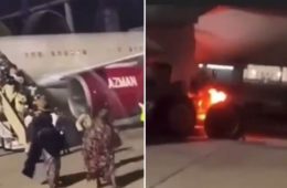 Azman Air Airbus A340-600 Caught Fire in Jeddah