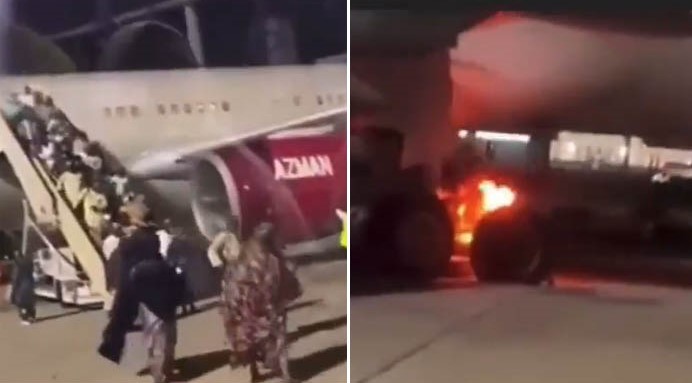 Azman Air Airbus A340-600 Caught Fire in Jeddah