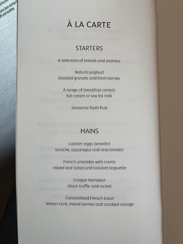 a menu of a restaurant