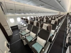 a row of seats in an airplane
