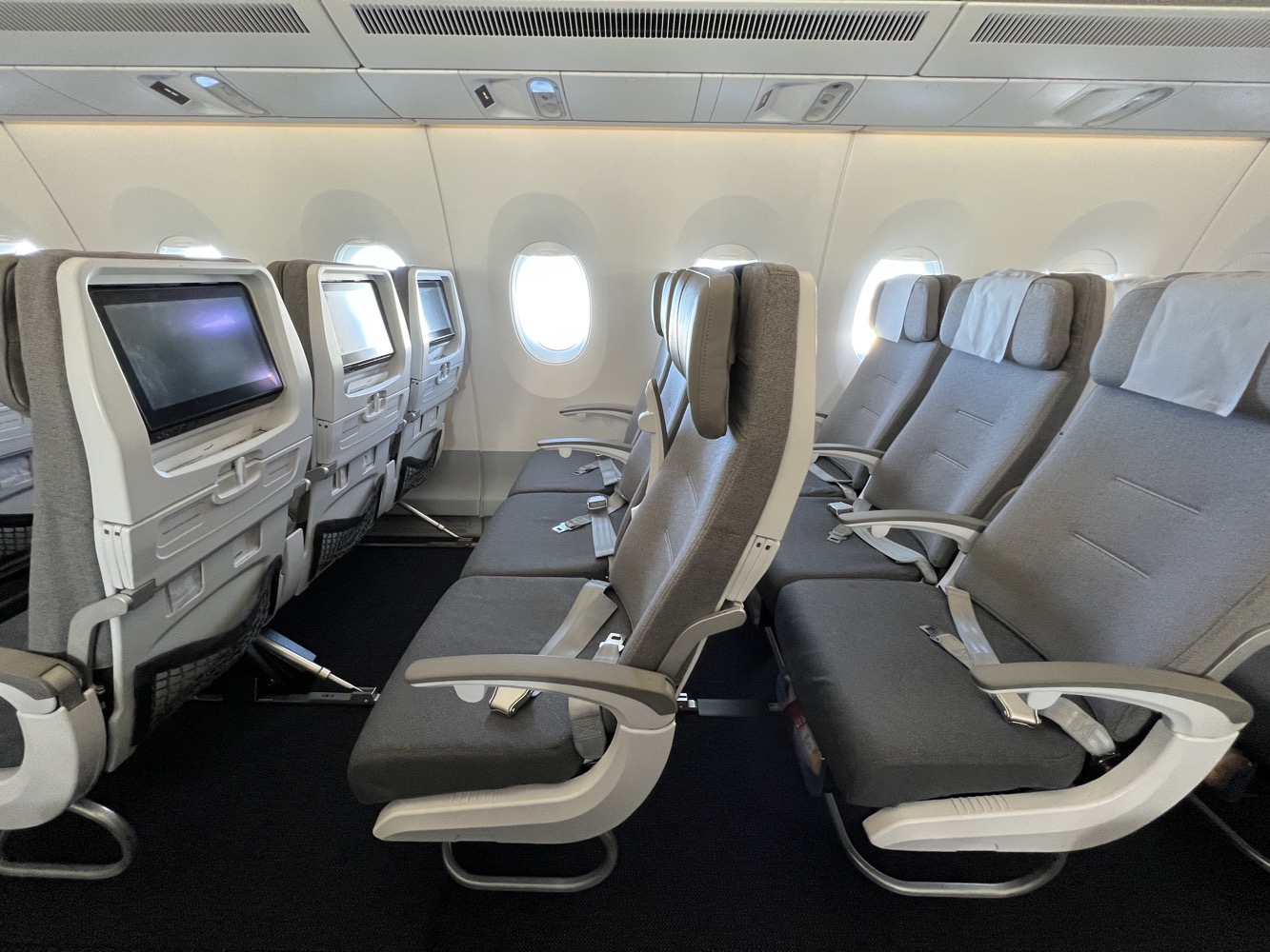 Finnair A350 Economy Class. Best leg room is in row 31 (bulkhead).