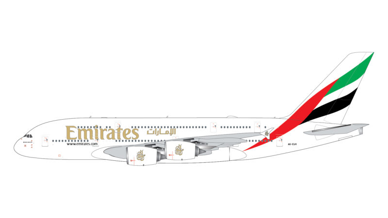 GeminiJets GJUAE2054 1:400 Emirates A380 A6-EUV