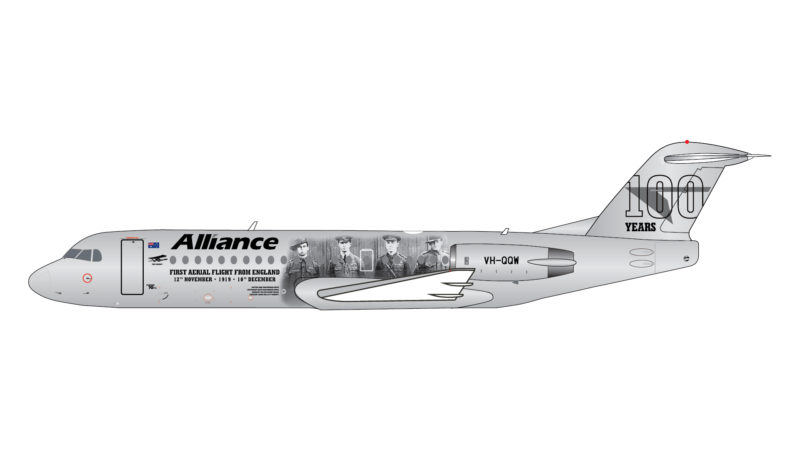 GeminiJets GJUTY1997 1:400 Alliance Airlines Fokker 70 "Vickers Vimy" VH-QQW