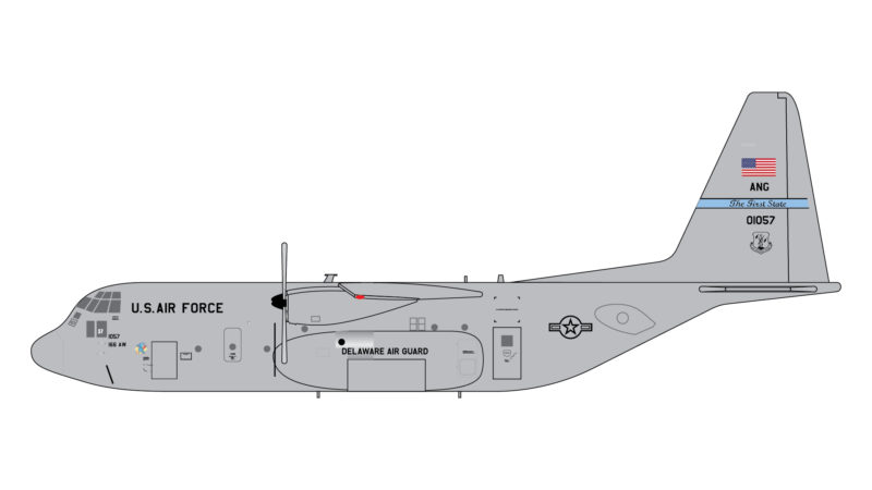 GeminiJets GMUSA114 1:400 U.S. Air Force C-130H Hercules (Delaware ANG)