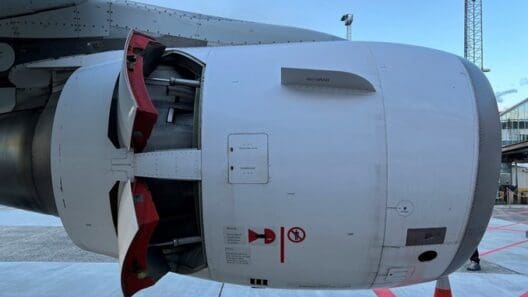 the engine of an airplane