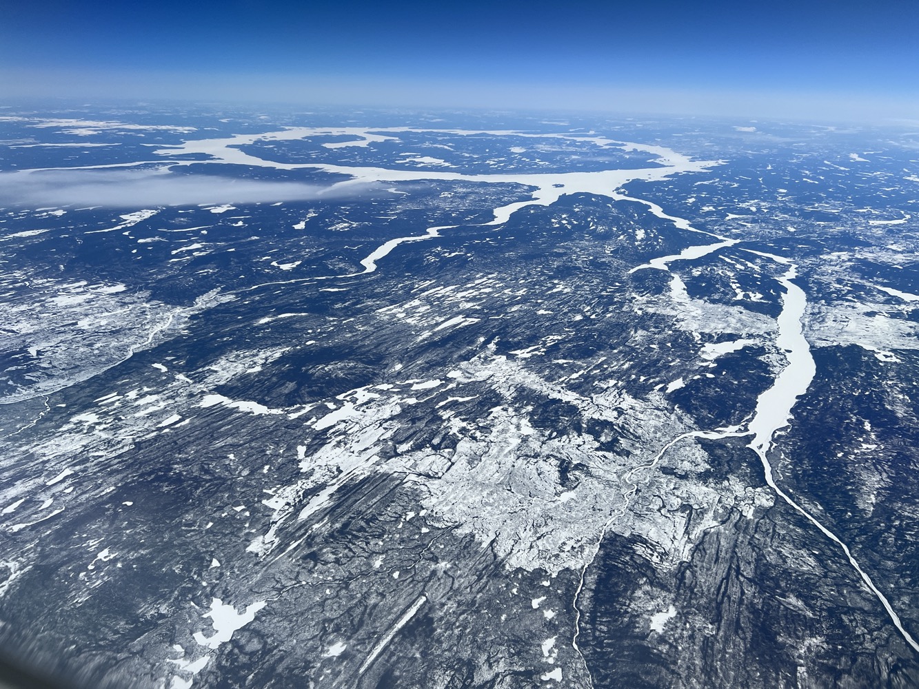 aerial view of a snowy landscape