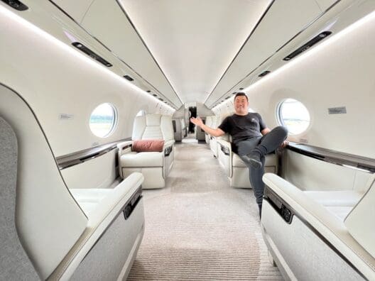 a man sitting in a plane