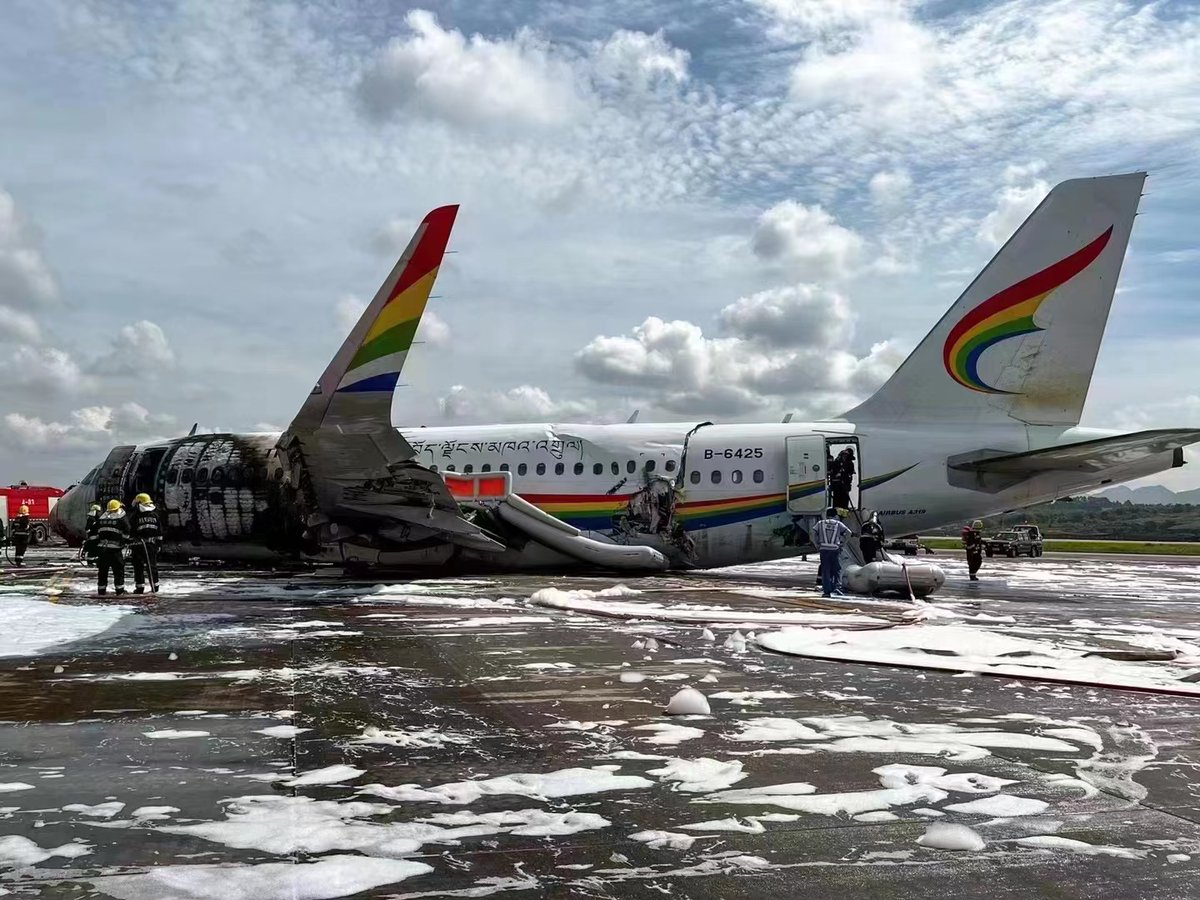 Tibet Airlines A319 Caught Fire During Take Off in China