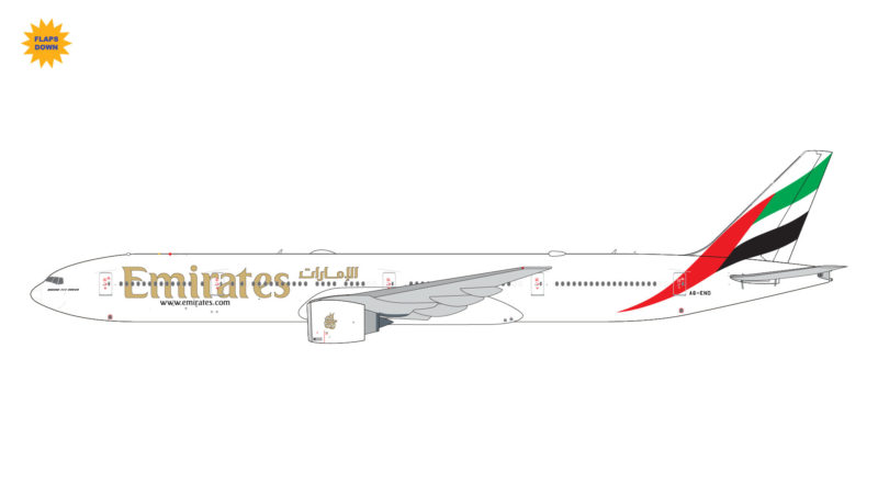 GeminiJets GJUAE2068F 1:400 Emirates 777-300ER (Flaps/Slats Extended) A6-END