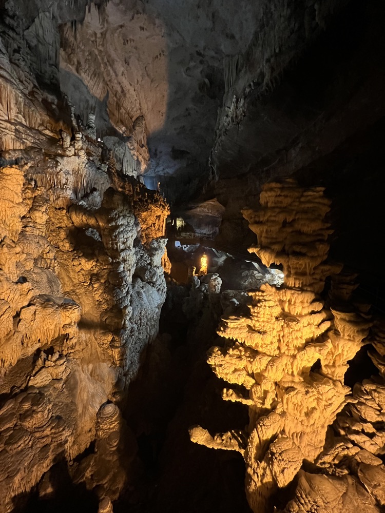 a cave with stalactites and stalagmites