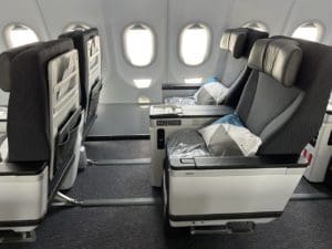 a row of seats in an airplane