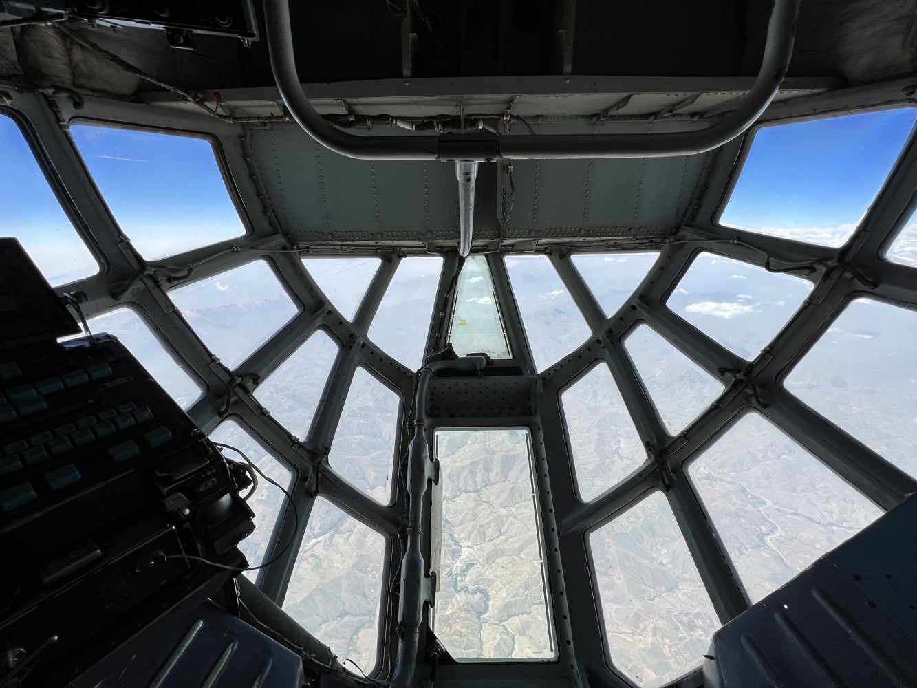 inside a cockpit of a plane