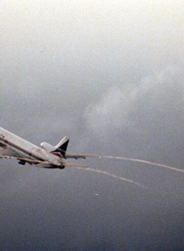 an airplane flying in the sky