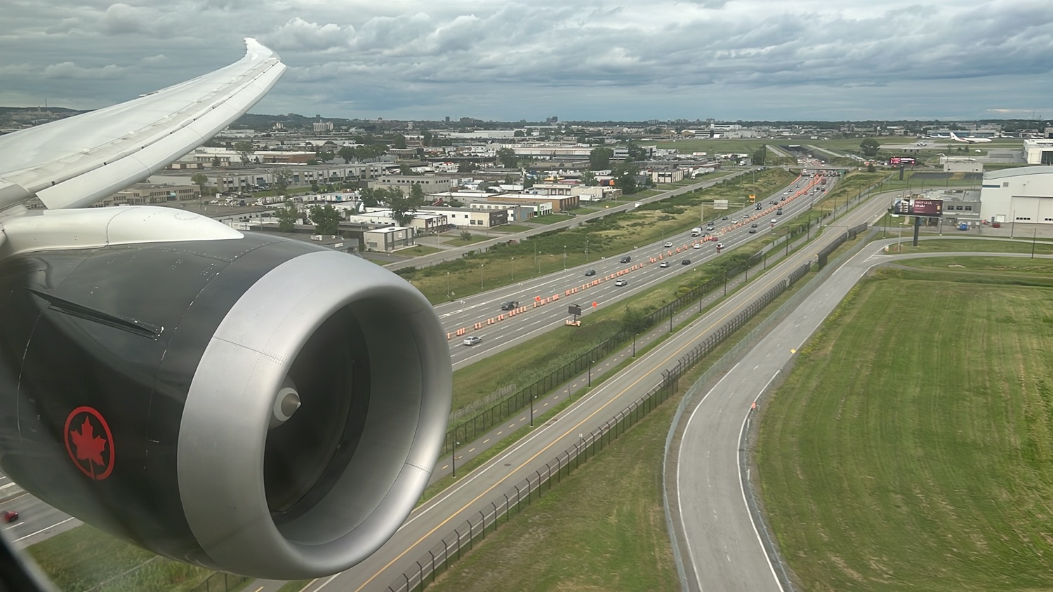 an airplane engine on a highway