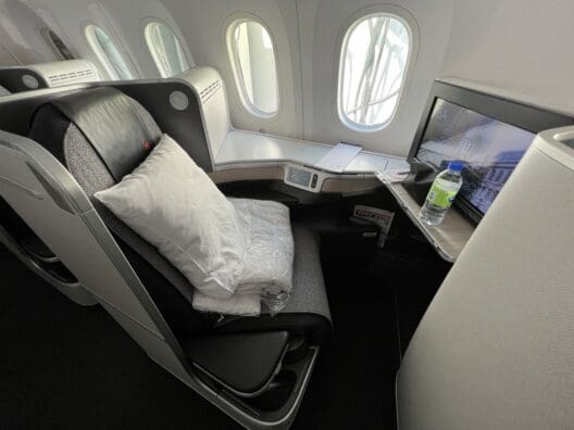 a seat in an airplane