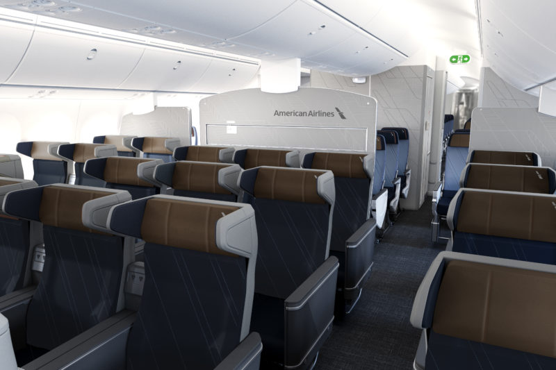 The Boeing 787-9 will feature 32 Premium Economy seats — 11 more than the current Boeing 787-9 in American’s fleet.