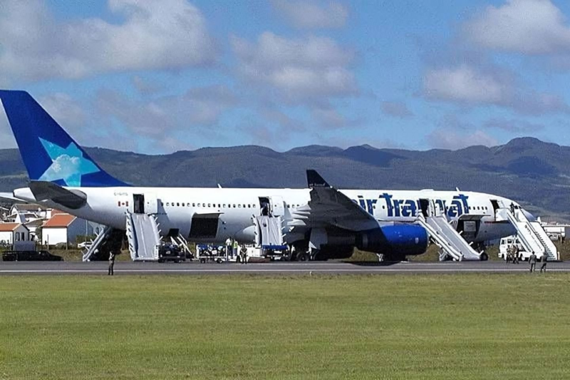 a plane on the runway