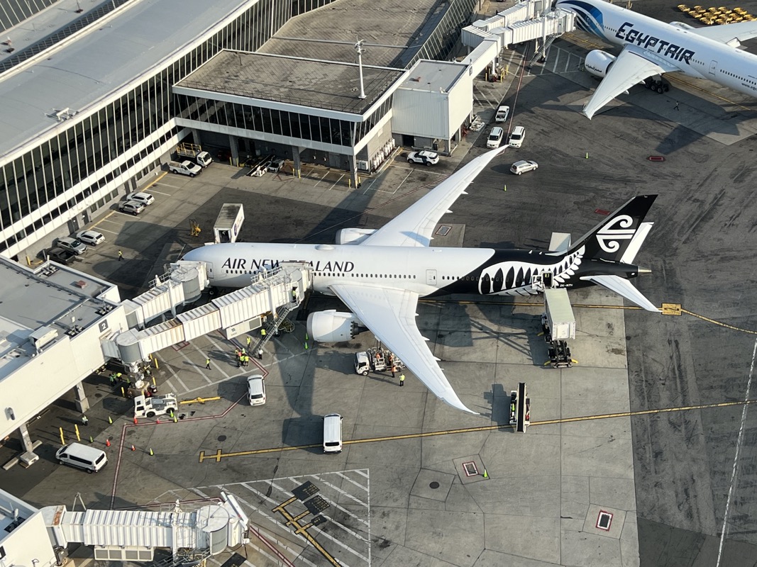 an airplane parked at an airport