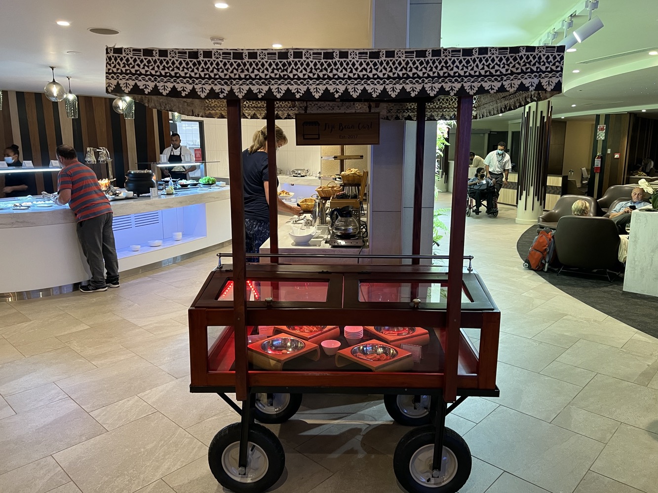 a food cart in a room
