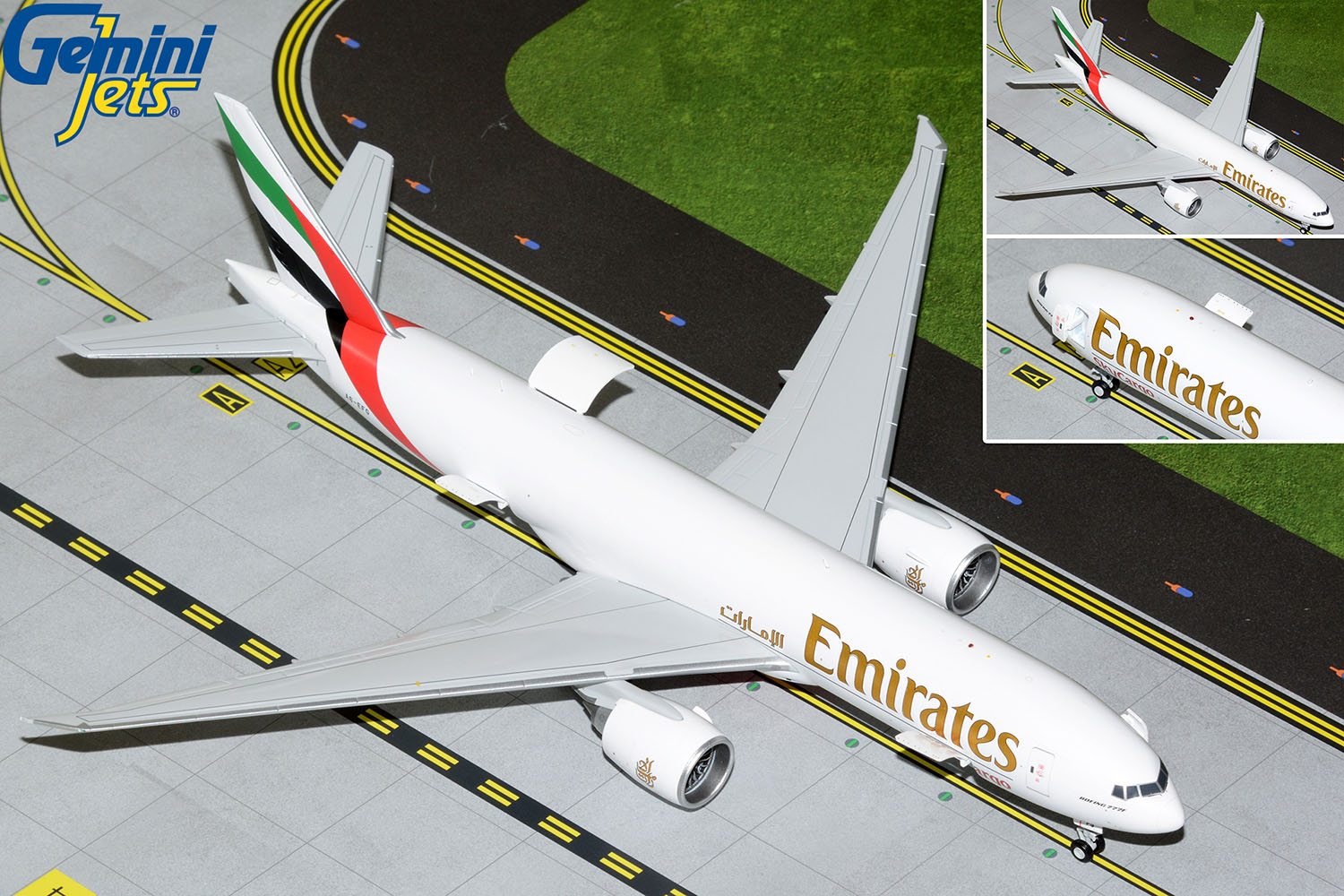 GeminiJets G2UAE953 1:200 Emirates SkyCargo Boeing 777F (Optional Doors Open/Closed Config) A6-EFM