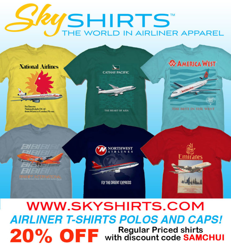 a group of t-shirts with images of airplanes