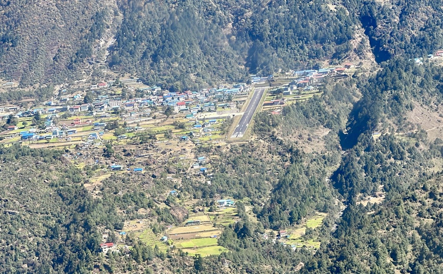a aerial view of a town