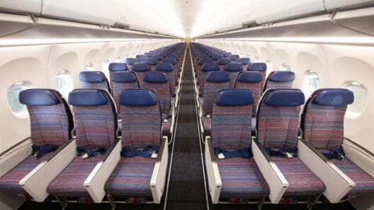 rows of seats in an airplane
